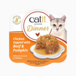 Catit Cuisine Dinner - Tarrina de Pollo con Capa de Ternera y Calabaza para Gatos