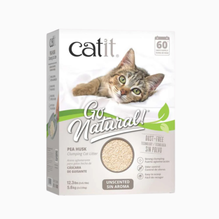 Arena vegetal para gatos sin aroma Catit Go Natural de cáscara de guisante, caja de 5,6 kg