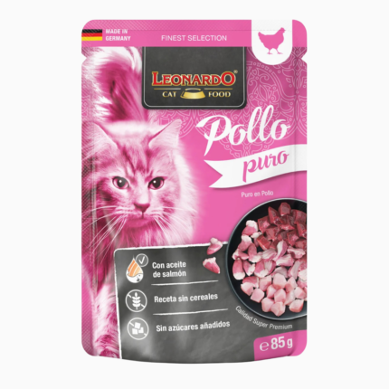 Paté de pollo puro para gatos Leonardo Finest Selection, envase de 85 g